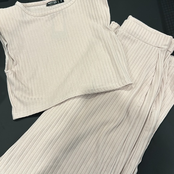 Nasty Gal Ribbed Tank Top And Pants Set Lounge - Picture 7 of 7